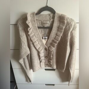 NWT Industry Beige Ruffle Cardigan Sweater